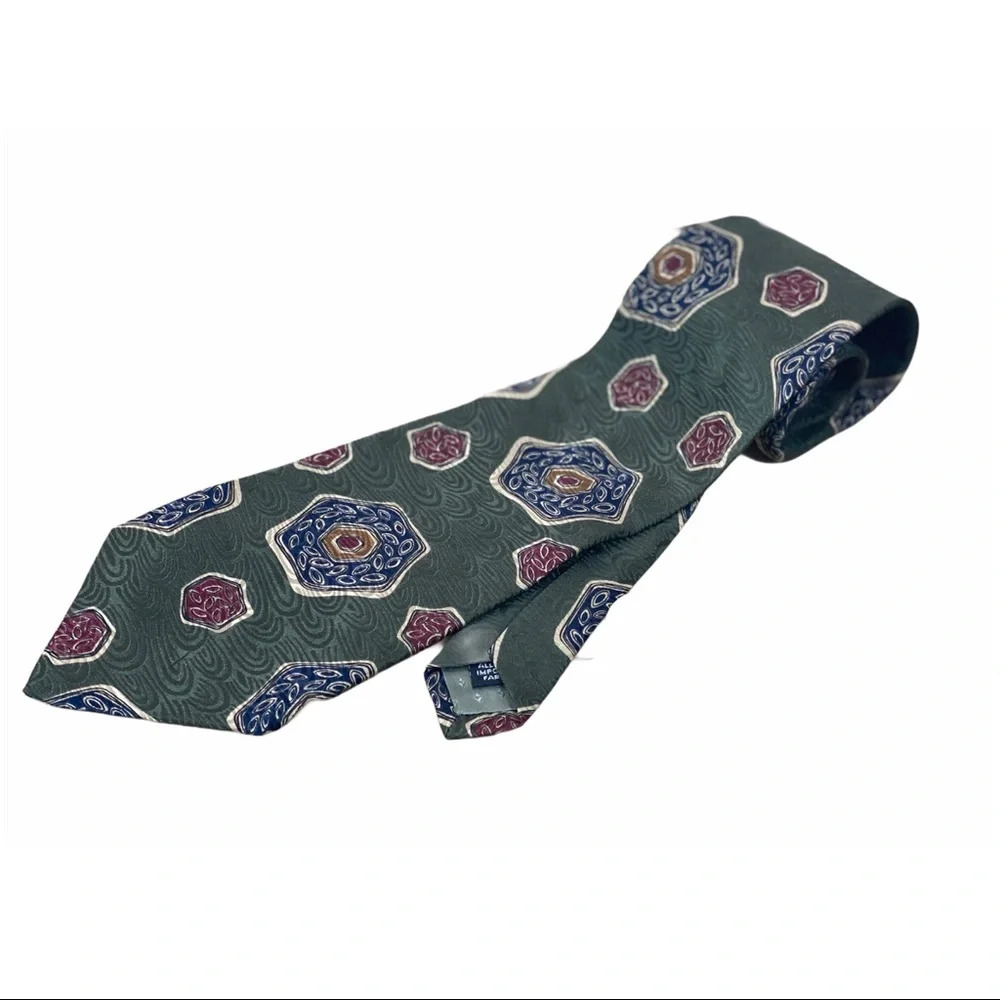 GIVENCHY Green Multicolor Silk Geometric Men’s Tie
